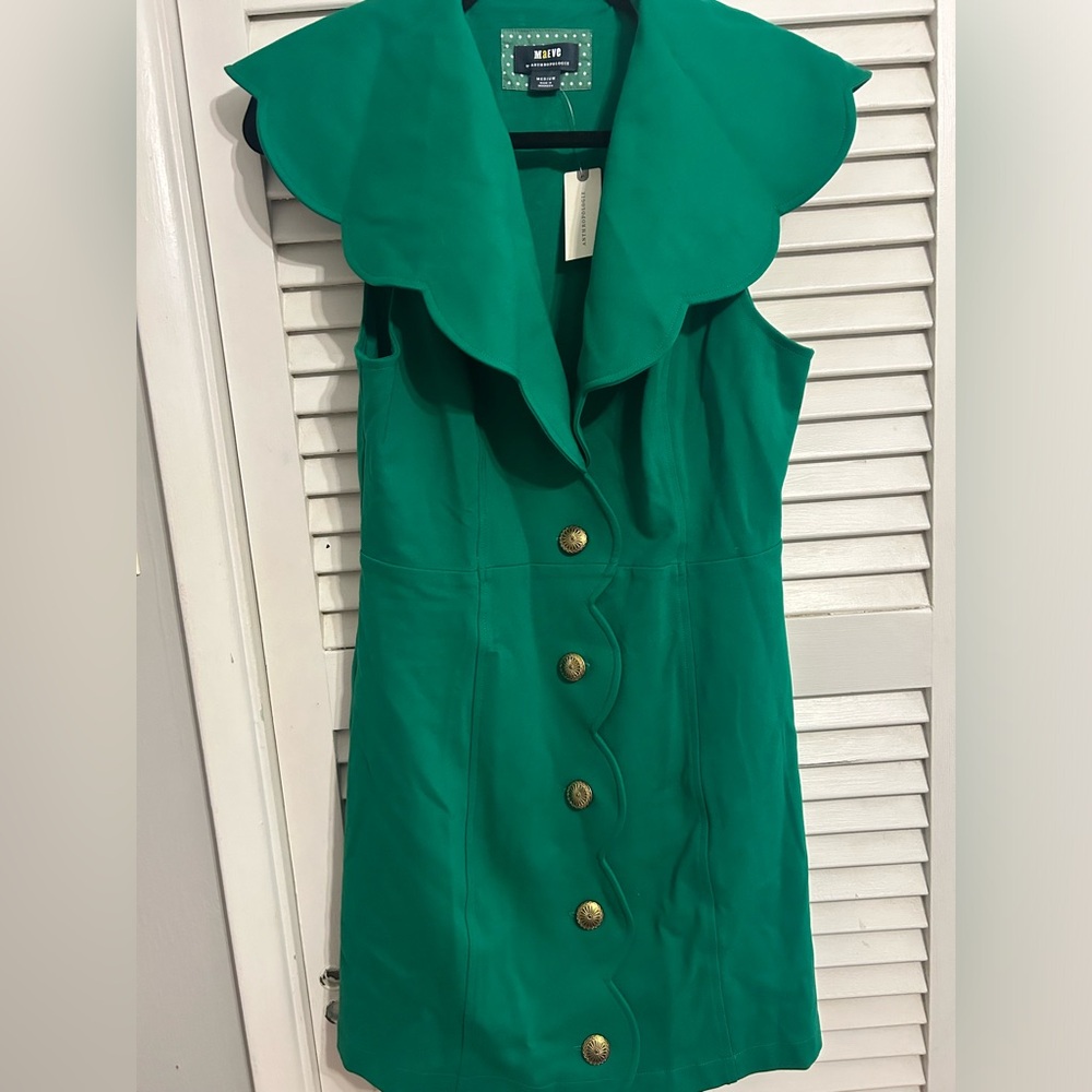 Scalloped Kelly green Anthropologie dress